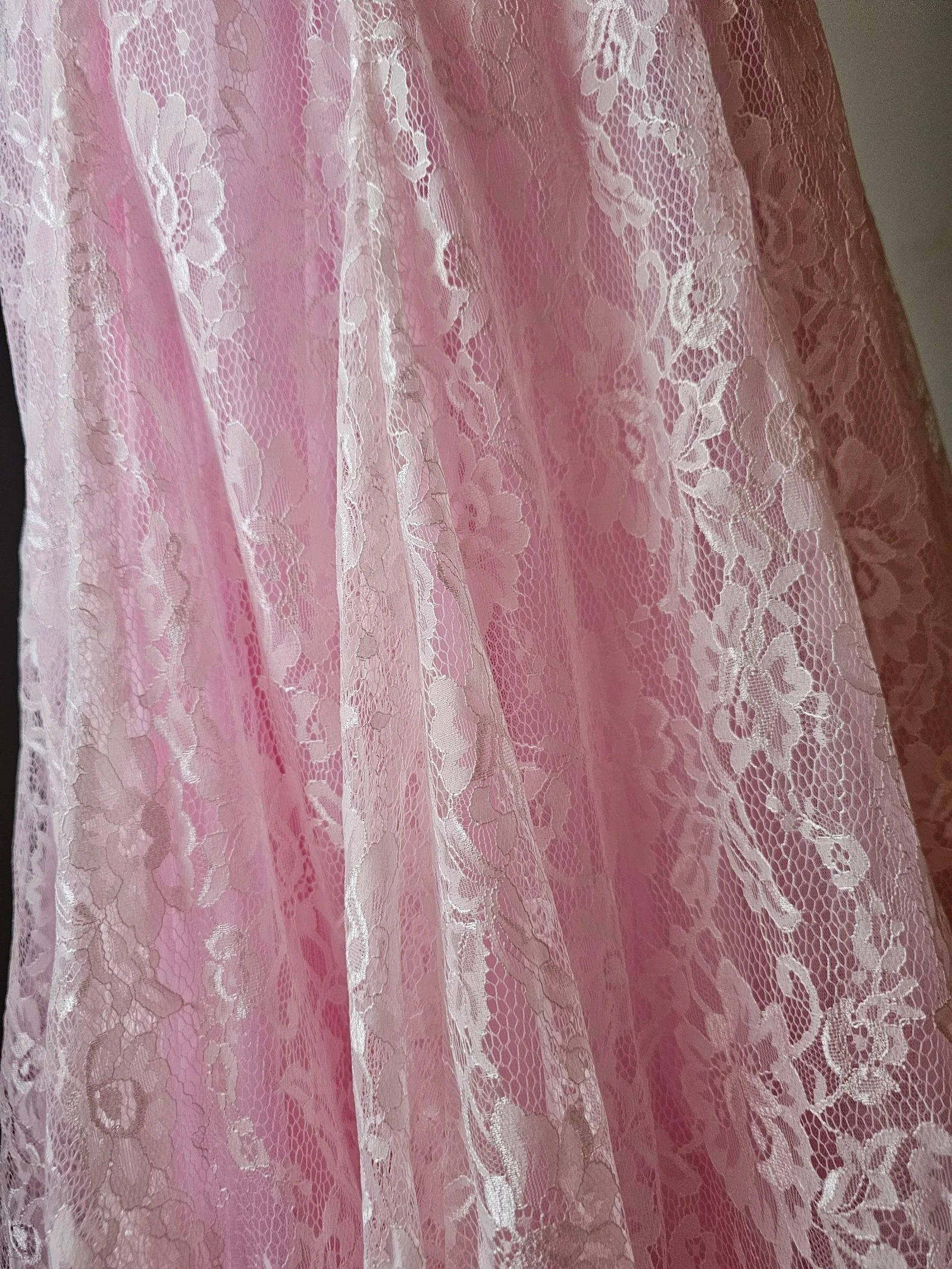Pink mermaid lace long dress with long sleeves + new stole – photo 3